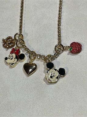 NWT Disney - 5 Cluster Charm -16”Tennis Chain Necklace/ Mickey & Minnie Mouse +